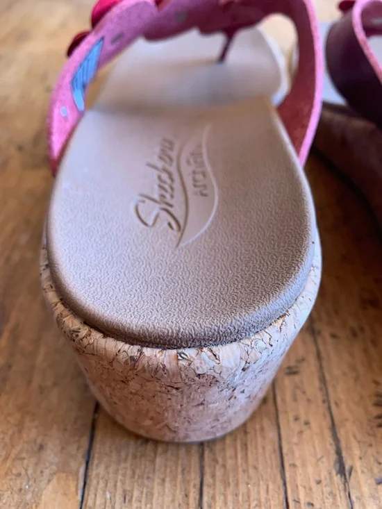 Skechers Women's Red Arch Fit Floral Slip On Sandals - Picture 5 of 16